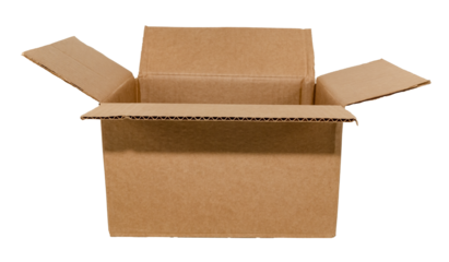 Empty open cardboard box on a white background. Package. Isolate paper boxes