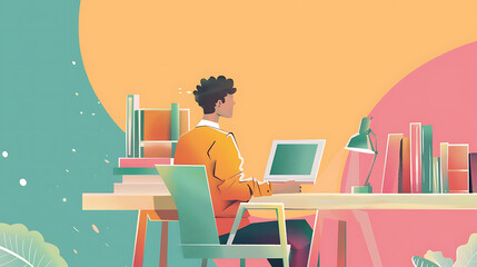 Fototapeta premium Online Webinar Illustration: Advancing Knowledge in Transportation and Logistics