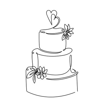 recommend clip art: Continuous one line drawing of  
                    tiered cake. Editable stroke