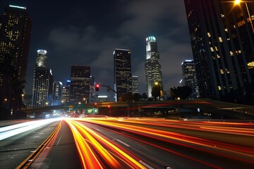 Naklejka premium Vibrant Los Angeles Nights: Exploring the City's Nightlife and Iconic Landmarks