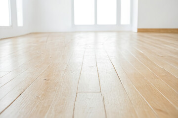 Light wooden floor in a bright room