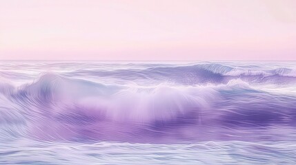 Obraz premium Soft lavender ocean waves blur during twilight providing a calming, ethereal backdrop ideal for cosmetic advertising banners or website headers.