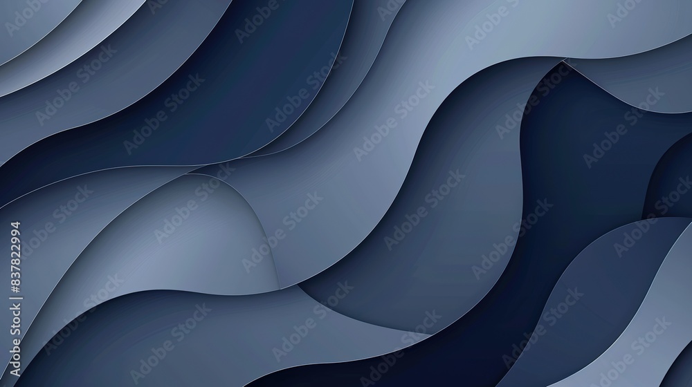 Wall mural abstract elegance: modern minimalist background design with overlapping blue waves - Wall murals
