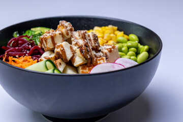 Fresh, Healthy, Colorful Poke Bowl with Vegetables