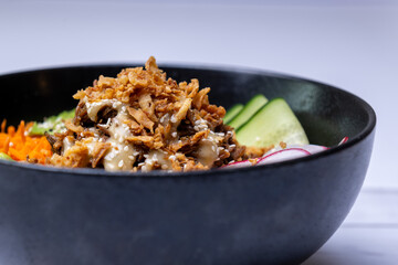 Fresh, Healthy, Colorful Poke Bowl with Vegetables