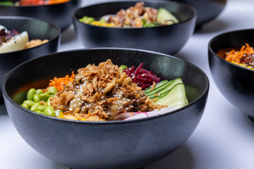 Fresh, Healthy, Colorful Poke Bowl with Vegetables