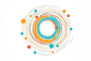 Abstract Swirling Circles with Colored Dots