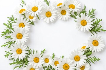 Obraz premium Daisies Frame White Background