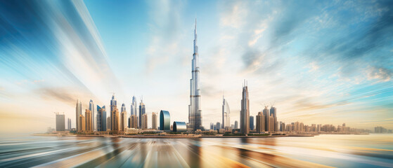 Obraz premium Sunset over Dubai's iconic skyline
