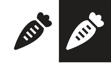 Carrot vector icon with black and white background. 