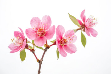 Obraz premium Close Up of Pink Peach Blossom on White Background