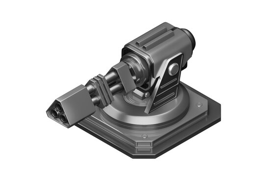 Futuristic turret, 3D illustration, not AI generated