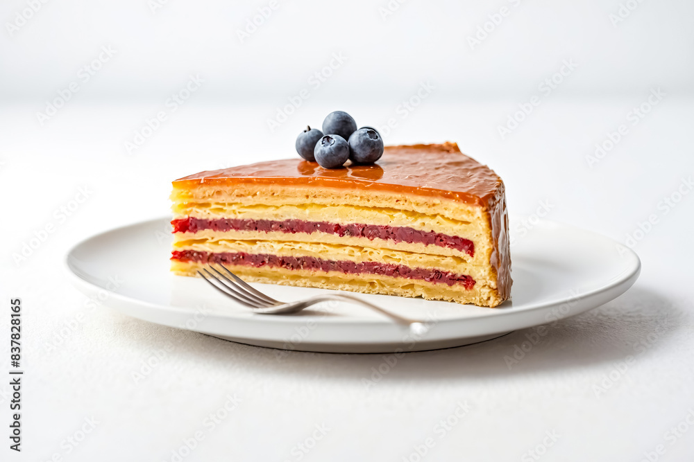 Wall mural Delicious Cake Slice with Blueberry Topping