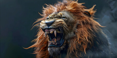 close up portrait of a lion, ai generated.