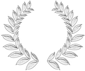 Couronne de laurier, fond blanc 