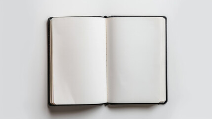 Open Blank Notebook on White Background