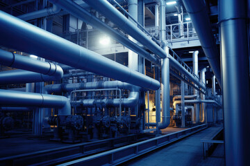 Obraz premium Modern Industrial Plant with Extensive Piping