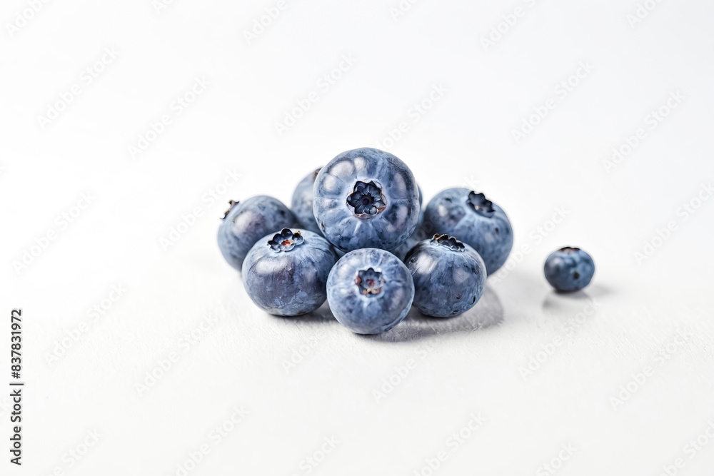 Wall mural Closeup of Blueberries on White Background