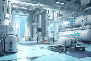 Naklejka premium Modern Futuristic Industrial Facility Interior