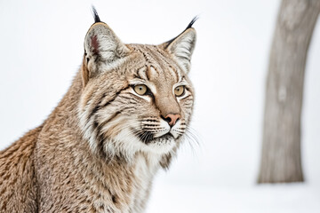 Obraz premium Close-up portrait of a lynx with white background