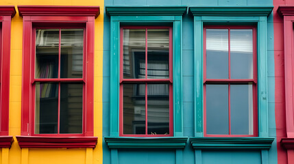 Obraz premium diverse window frames displaying bold colors, displaying uniqueness and diversity, seeking inspiration. generative ai
