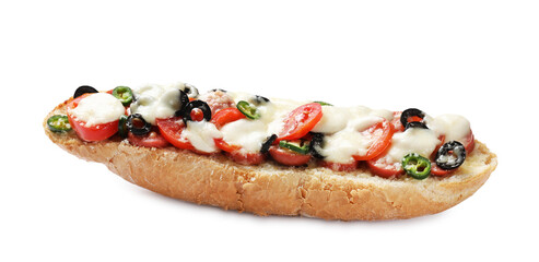 One tasty pizza toast isolated on white