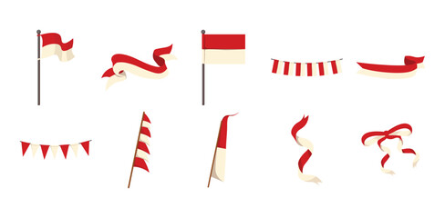 Indonesian Flag Vector Set