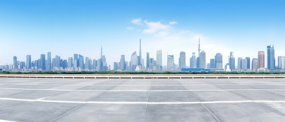 Panoramic City Skyline with Clear Sky