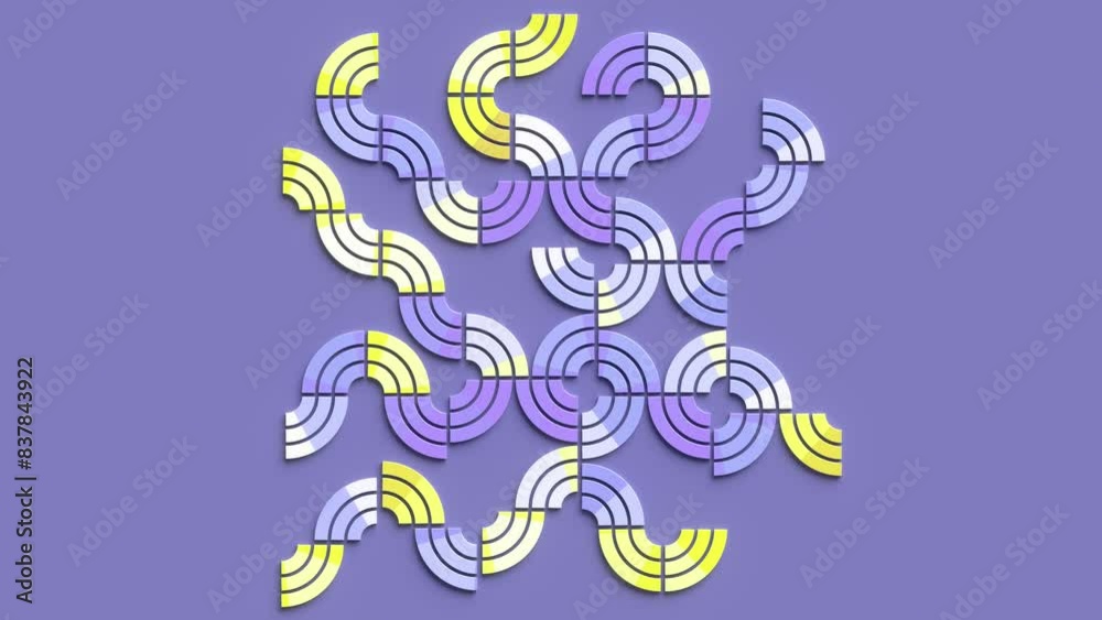 Aufkleber 3d rendering loop animation of abstract shapes resembling stylized waves 4K