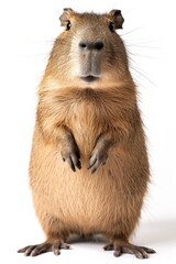 the Capybara with copy space on right Isolated on white background