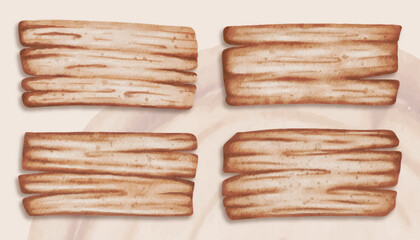 set bundle watercolor wooden board