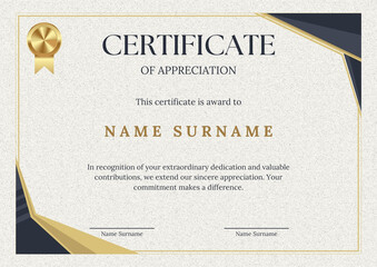 award certificate template design, with black and gold geometric design. day 09