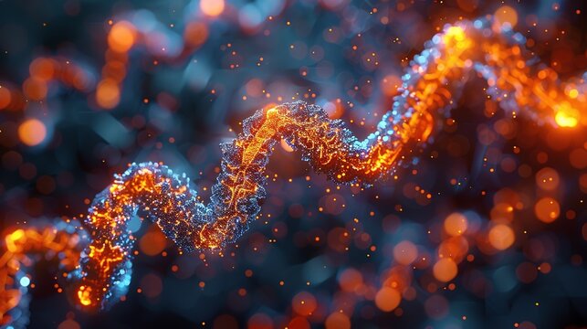 An artistic representation of CRISPR-Cas9 molecular complex in action, with abstract elements highlighting the precision and innovation in genetic modification techniques. shiny, Minimal and Simple,