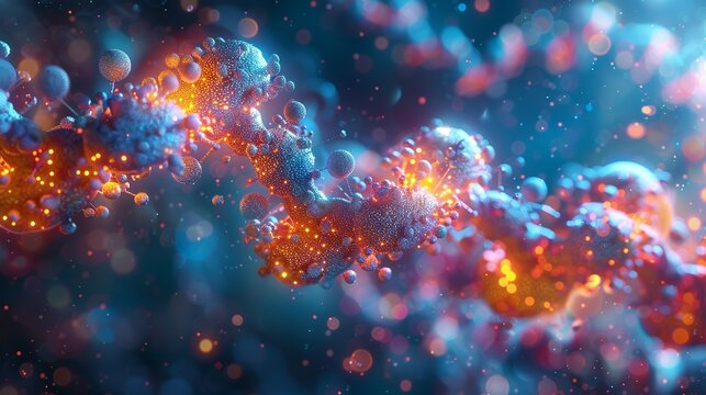 An artistic background showing the interaction between enzymes and substrates at the molecular level, emphasizing enzyme engineering and its biotechnological applications. shiny, Minimal and Simple,