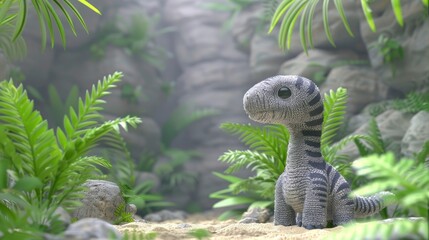 Fototapeta premium a forest green dinosaur with black stripes explorin 3d4bbffb-9eb5-4618-bb83-8be05f90456e 3-standard-scale-6 00x.jpeg