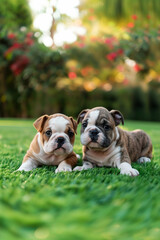 Fototapeta premium two beautiful bulldog puppies