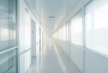 Fototapeta premium Modern Office Building Corridor with Bright Light