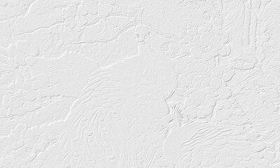 embossed image of peacocks