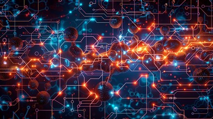 Fototapeta premium An abstract illustration of metabolic flux analysis, featuring molecular models and data visualizations representing the study of metabolic pathways in cells. shiny, Minimal and Simple,