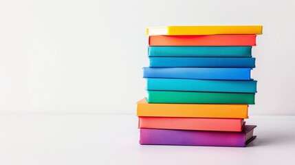 Fototapeta premium Stack of colorful books on a clean white background.
