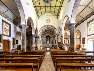 Fototapeta premium Interior of Sao Pedro church, Igreja de Sao Pedro in Faro, Portugal.