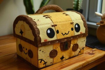  a very cute felt handmade treasure chest