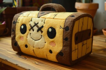  a very cute felt handmade treasure chest