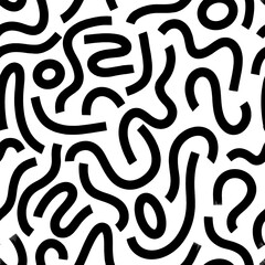 Aesthetic Contemporary printable seamless pattern with abstract line, dot, shape brush stroke in black and white colors. Boho background in minimalist style vector Illustration for wallpaper fabric