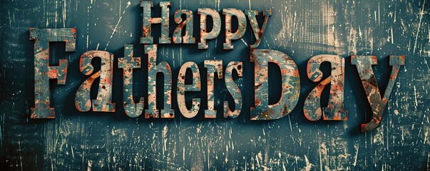 "Happy Fathers Day" in a bold and masculine font on a textured charcoal background, invoking a sense of strength and masculinity.