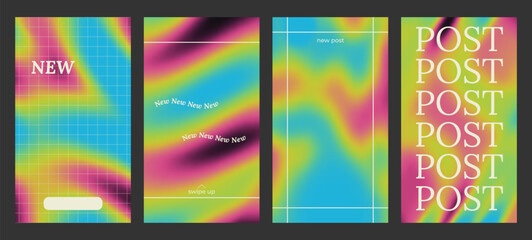 Fototapeta premium Y2k Trendy Aesthetic abstract gradient blue yellow color background with translucent blurred pattern. Modern poster for social media stories, album covers, banners, templates for digital marketing