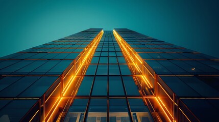 Modern skyscraper with reflective glass facade and sleek design