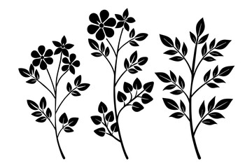 floral branch silhouette vector illustration