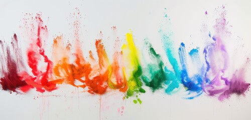 Explosive Rainbow of Powdered Paints on White