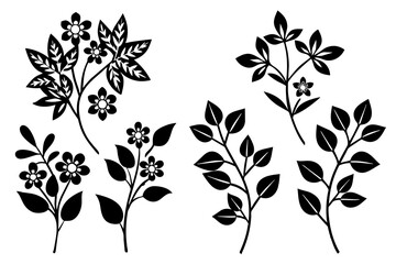 floral branch silhouette vector illustration